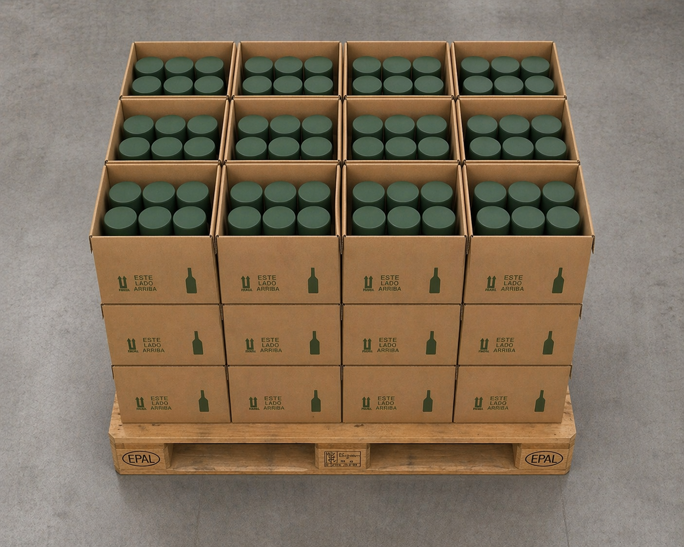 Palés con cajas de BITUB